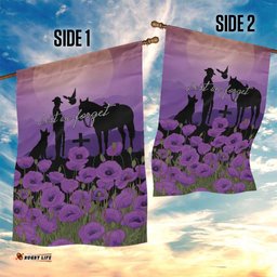 Australia ANZAC Animal Heroes Garden Flag Purple Poppies LT7