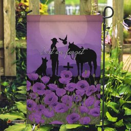 Australia ANZAC Animal Heroes Garden Flag Purple Poppies LT7