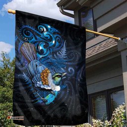 Aotearoa Matariki Garden Flag Maori Tribal with Silver Fern and Tui Bird Galaxy Style LT03
