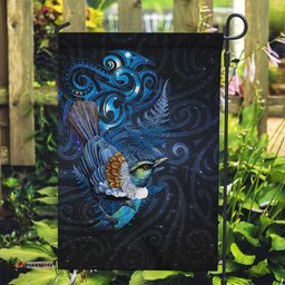 Aotearoa Matariki Garden Flag Maori Tribal with Silver Fern and Tui Bird Galaxy Style LT03