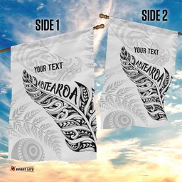Aotearoa Personalized Lawn Bowls Maori Garden Flag New Zealand White Tribal Silver Fern LT7