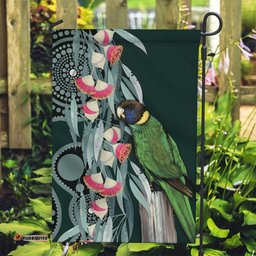 Australian Ringneck Parrot Garden Flag Barnardius Zonarius Eucalyptus Flowers Aboriginal Art LT14