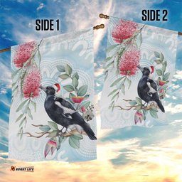 Australia Magpie Christmas Garden Flag Eucalyptus Aboriginal Watercolor Stylized LT14