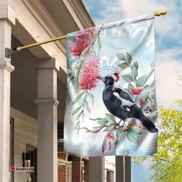 Australia Magpie Christmas Garden Flag Eucalyptus Aboriginal Watercolor Stylized LT14