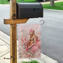Breast Cancer Awareness Garden Flag Mother Kangaroo And Ribbon Hope DT05