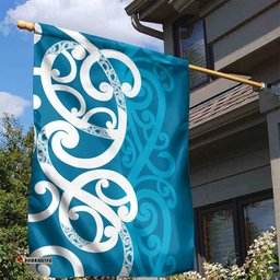 Azure Blue Maori Garden Flag Koru Kowhaiwhai LT7
