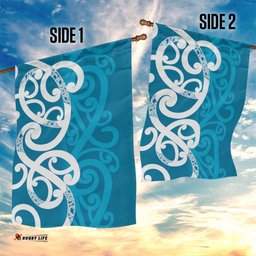 Azure Blue Maori Garden Flag Koru Kowhaiwhai LT7