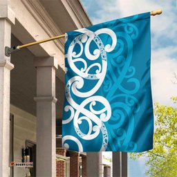 Azure Blue Maori Garden Flag Koru Kowhaiwhai LT7