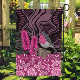 Australia Indigenous Garden Flag Breast Cancer Pink Robin Bottlebrush Aboriginal Art LT14
