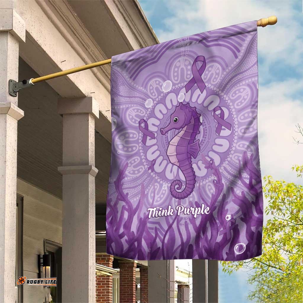 Australia Epilepsy Awareness Garden Flag Seahorse Think Purple Ribbon Aboriginal LT14