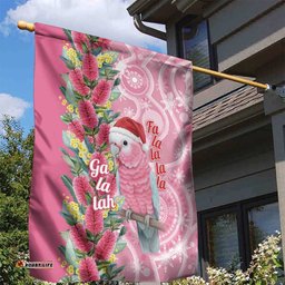 Australia Pink Galah Christmas Garden Flag Falalalala Galalah Bottlebrush Aboriginal Art LT14