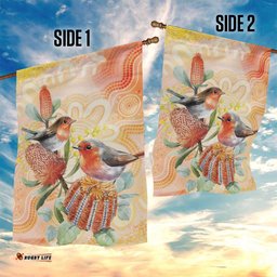 Australia Flame Robin Garden Flag Petroica Phoenicea Banksia Indigenous Art LT14