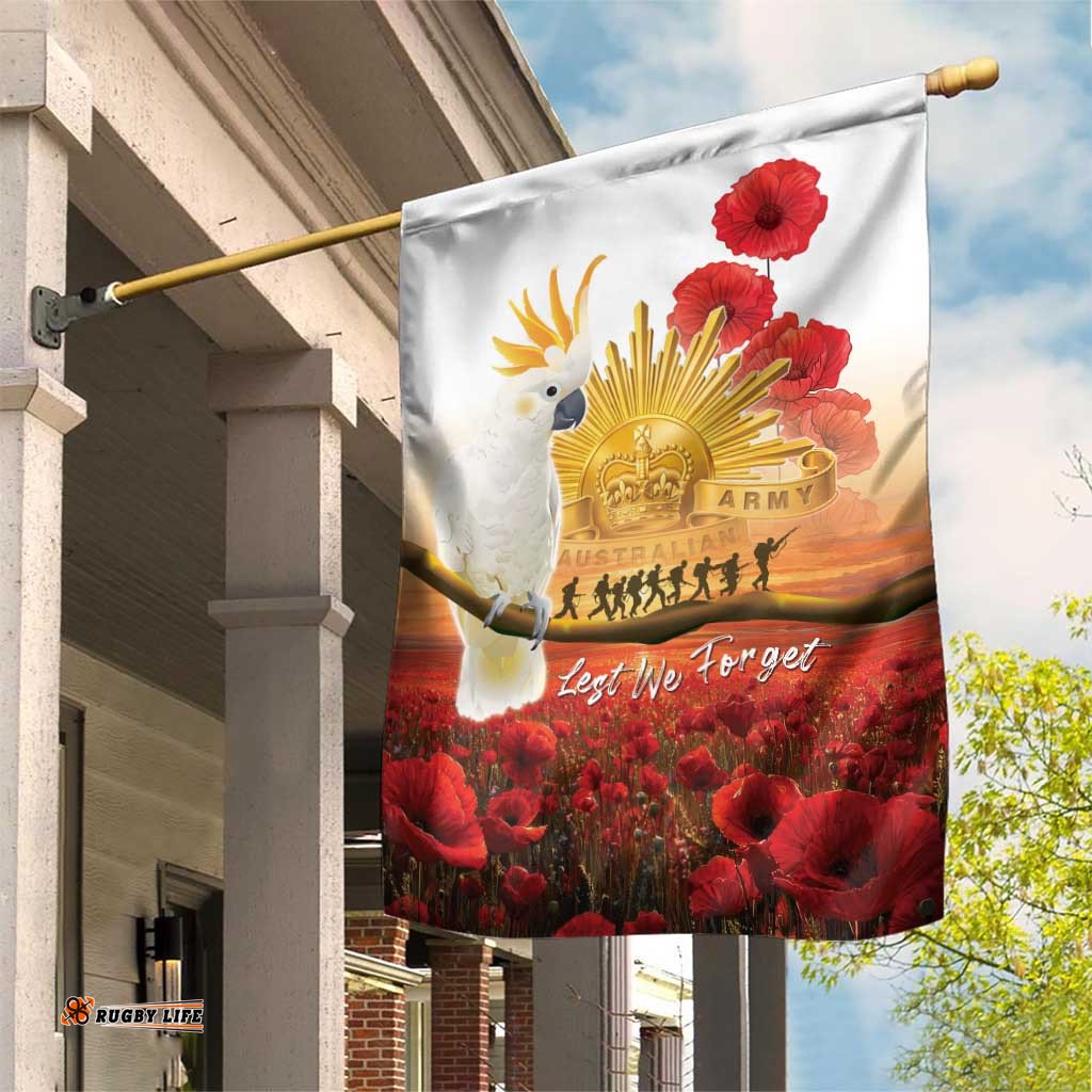 Australia Cockatoo ANZAC Day Garden Flag Lest We Forget LT05