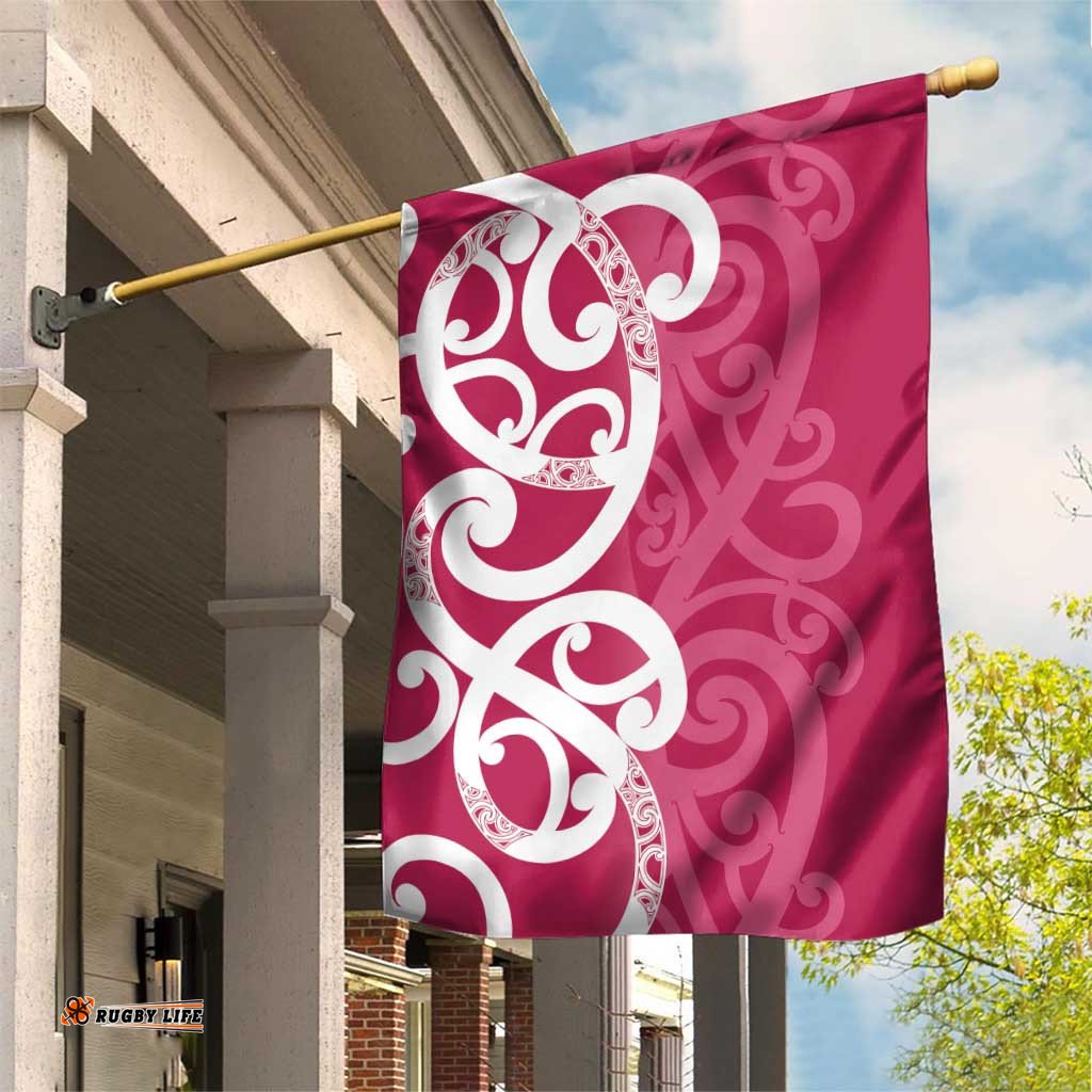 Breast Cancer Awareness Maori Garden Flag Koru Kowhaiwhai LT7
