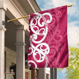 Breast Cancer Awareness Maori Garden Flag Koru Kowhaiwhai LT7