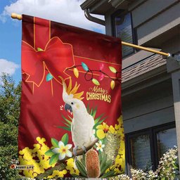 Australia Sulphur-crested Cockatoo Christmas Garden Flag Aussie Native Flowers Merry Xmas LT14