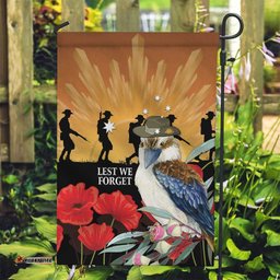 Australia Kookaburra ANZAC Day Garden Flag Rising Sun 25th April Poppy Eucalyptus Blossoms LT14
