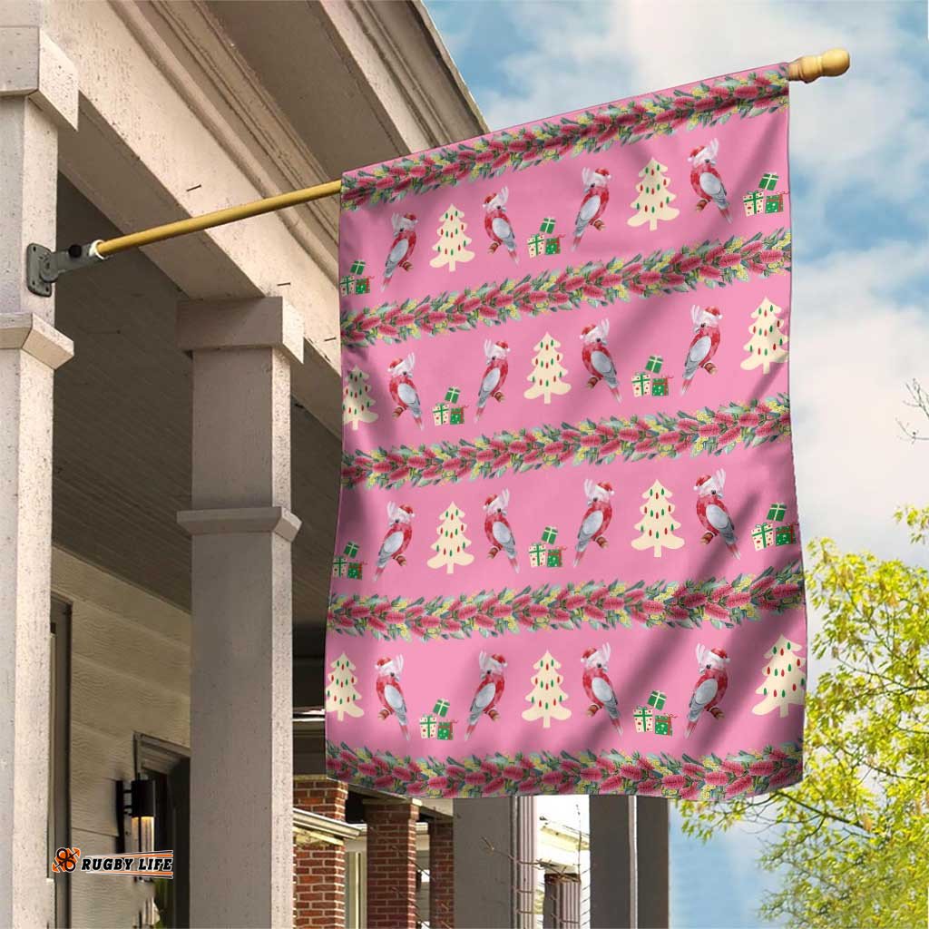 Australia Pink Galah Christmas Garden Flag Eolophus Roseicapilla Bottlebrush Seamless LT14