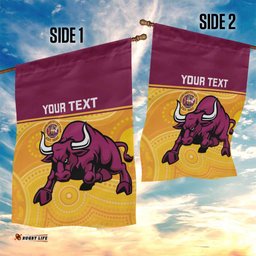 Custom Australia Queensland Cricket Garden Flag Go Bulls - Aboriginal Art LT14