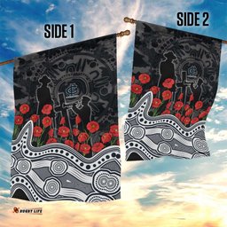 Carlton Blues ANZAC Day Garden Flag Indigenous Dot Art with Poppy Flower Tribute TS04