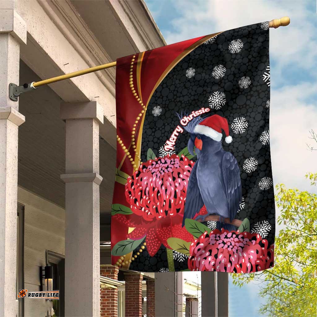 Australia Palm Cockatoo Christmas Garden Flag Probosciger Aterrimus Waratah Merry Chrissie LT14