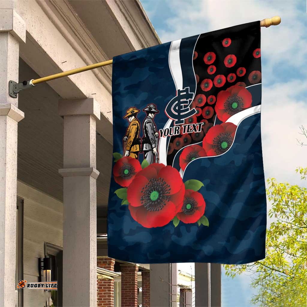 Carlton Blues ANZAC Personalised Garden Flag Lest We Forget Poppy Camo LT9