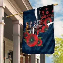 Carlton Blues ANZAC Personalised Garden Flag Lest We Forget Poppy Camo LT9