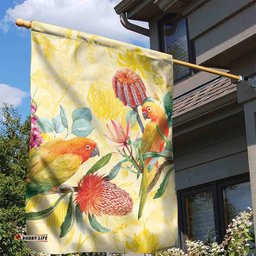 Birds and Floral Aussie Lorikeet Garden Flag Pastel Yellow LT7