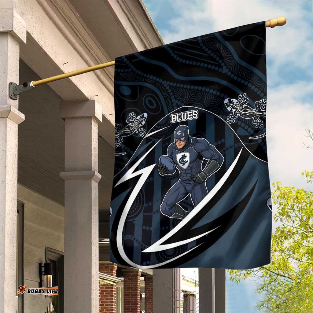 Carlton Navy Garden Flag Captain With Aboriginal Art DT05