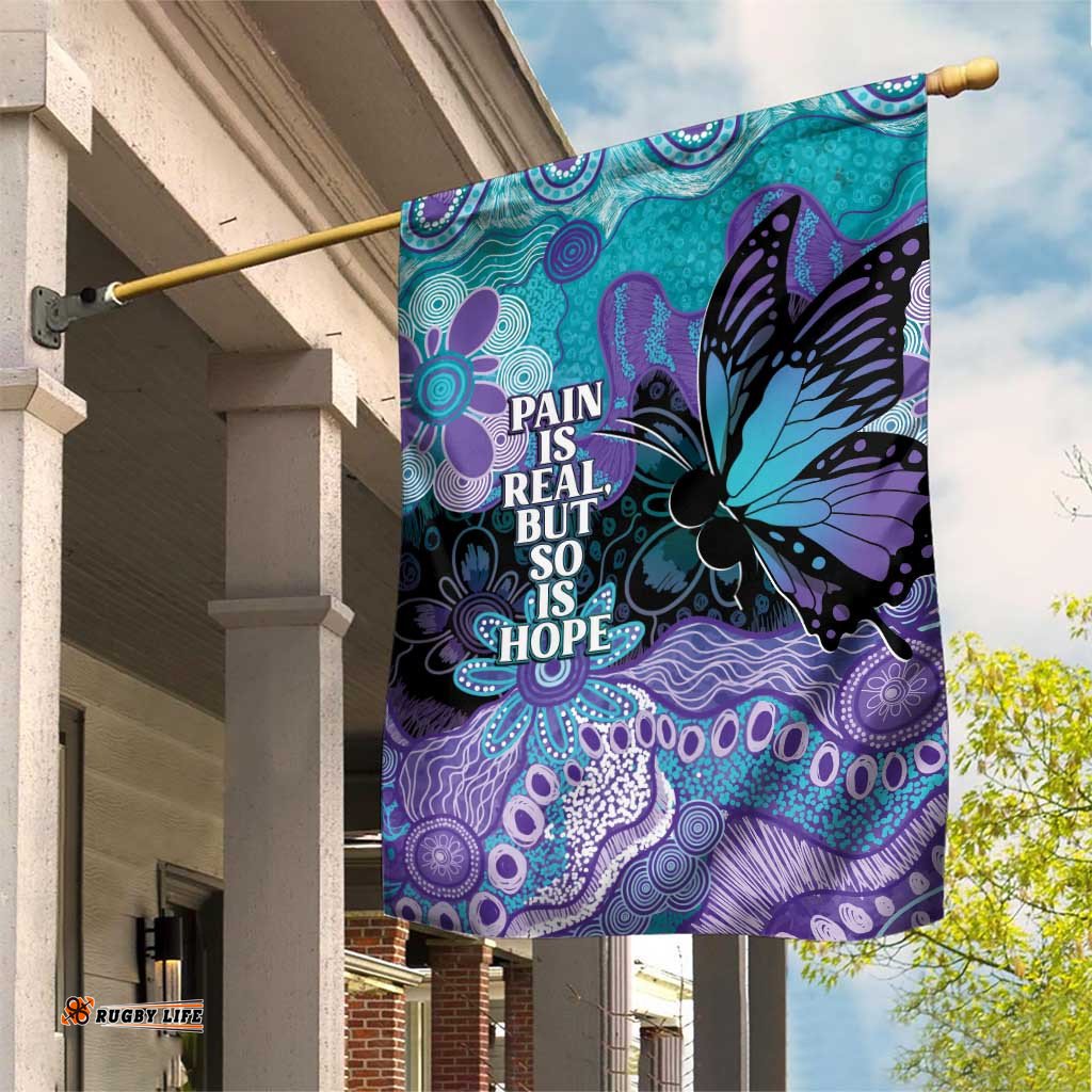 Australia Indigenous Teal Purple Contemporary Aboriginal Art Garden Flag Hope Is Real LT7