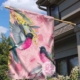 Birds and Floral Aussie Pink Robins Garden Flag Rosy Glow LT7