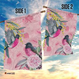 Birds and Floral Aussie Pink Robins Garden Flag Rosy Glow LT7