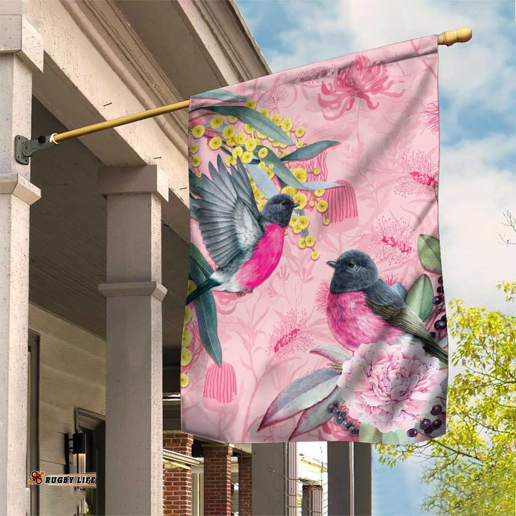 Birds and Floral Aussie Pink Robins Garden Flag Rosy Glow LT7