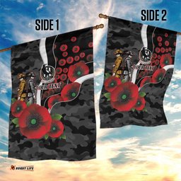 Collingwood Magpies ANZAC Personalised Garden Flag Lest We Forget Poppy Camo LT9