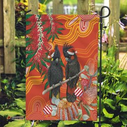 Australia Black Cockatoo Christmas Garden Flag Banksia Bottlebrush Aboriginal Art LT14