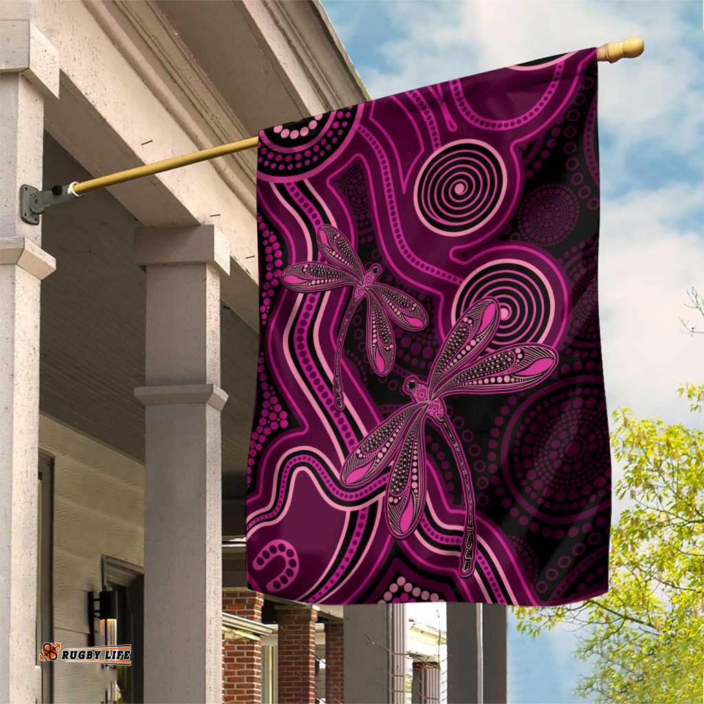 Australia Breast Cancer Awareness Garden Flag Pink Dragonflies Aboriginal Art LT14