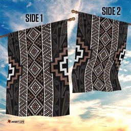 Classic Tukutuku Pattern Aotearoa Garden Flag Niho Taniwha and Puhoro Motifs LT7