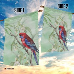 Australia Crimson Rosella Garden Flag Platycercus Elegans Eucalyptus Alba Watercolor LT14