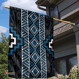 Azure Tukutuku Pattern Aotearoa Garden Flag Niho Taniwha and Puhoro Motifs LT7