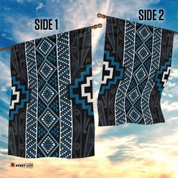 Azure Tukutuku Pattern Aotearoa Garden Flag Niho Taniwha and Puhoro Motifs LT7