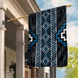 Azure Tukutuku Pattern Aotearoa Garden Flag Niho Taniwha and Puhoro Motifs LT7
