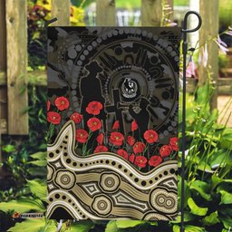 Collingwood Magpies ANZAC Day Garden Flag Indigenous Dot Art with Poppy Flower Tribute TS04