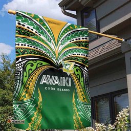 Cook Islands Rugby League Garden Flag Avaiki Tatau Tribal Motifs Black Color LT03