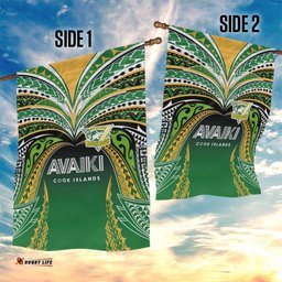 Cook Islands Rugby League Garden Flag Avaiki Tatau Tribal Motifs Black Color LT03