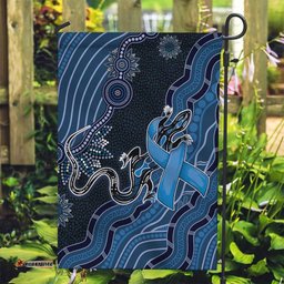Autism Awareness Garden Flag Hope Ribbon And Aboriginal Patterns DT05