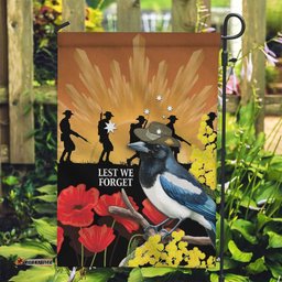 Australia Magpie ANZAC Day Garden Flag Rising Sun 25th April Poppy Golden Wattle LT14