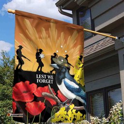 Australia Magpie ANZAC Day Garden Flag Rising Sun 25th April Poppy Golden Wattle LT14