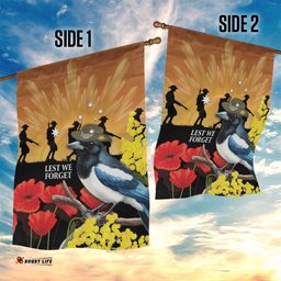 Australia Magpie ANZAC Day Garden Flag Rising Sun 25th April Poppy Golden Wattle LT14