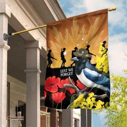 Australia Magpie ANZAC Day Garden Flag Rising Sun 25th April Poppy Golden Wattle LT14