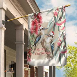 Australia Kookaburra Christmas Garden Flag Bottlebrush Eucalyptus Blossoms Watercolor LT14
